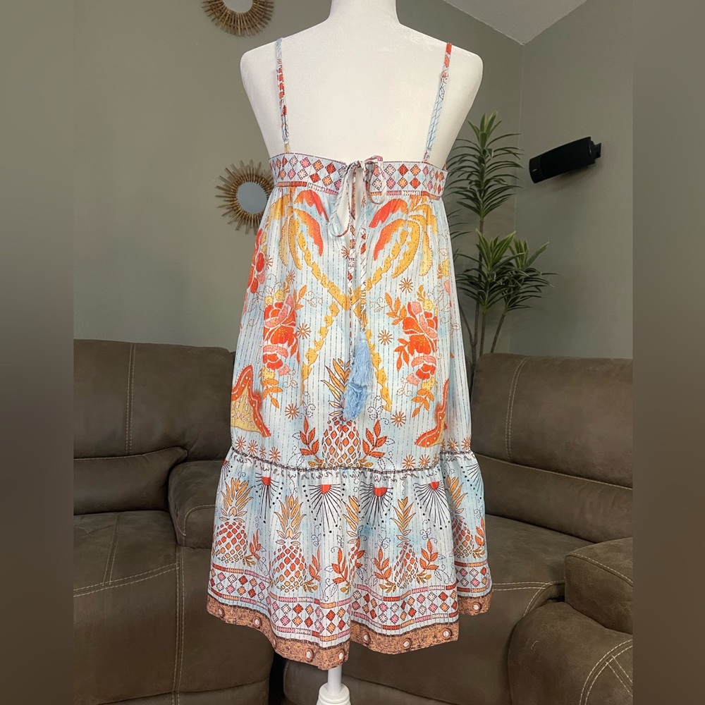 Tropical Palm Pineapple Print Shift Dress Sz S Spring Summer Vacation Easter - Picture 6 of 8